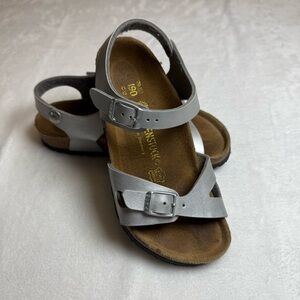 Birkenstock Kids Metallic Silver Sandals
